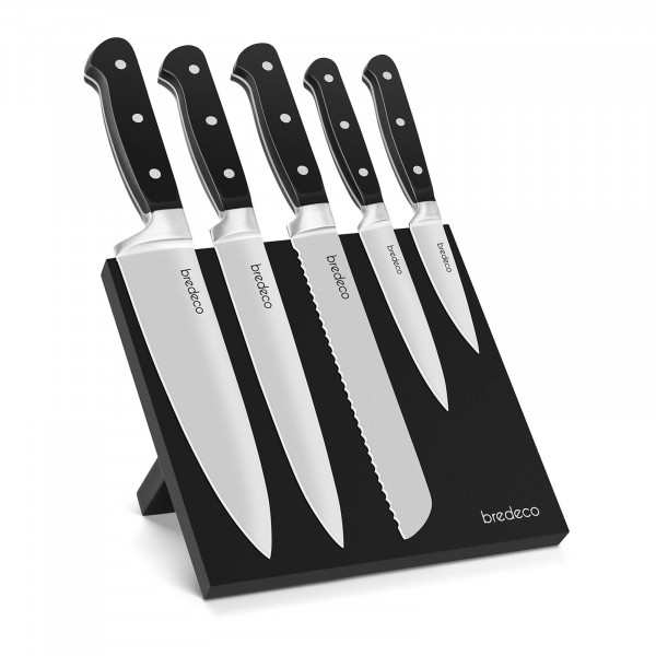 Occasion Set de couteaux de cuisine + bloc magnétique - 5 couteaux