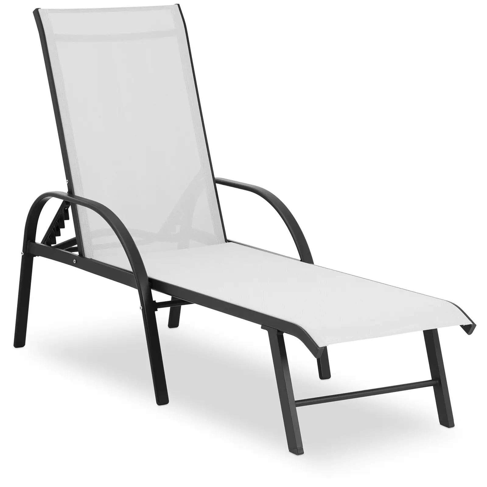 Chaise longue de jardin - Gris pâle - Structure en aluminium - Dossier réglable