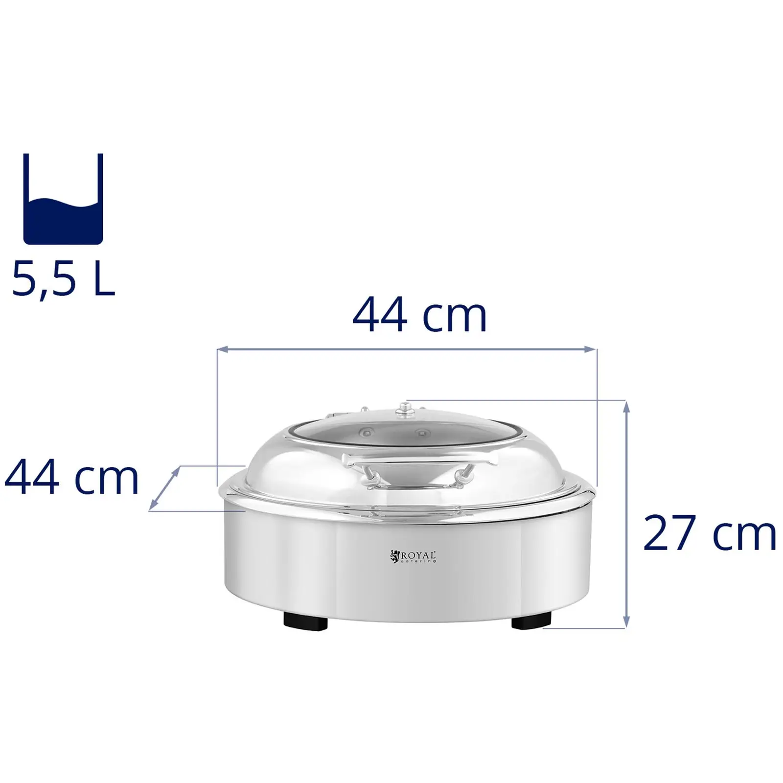 Occasion Chafing dish rond avec hublot - Royal Catering - 5,5 l