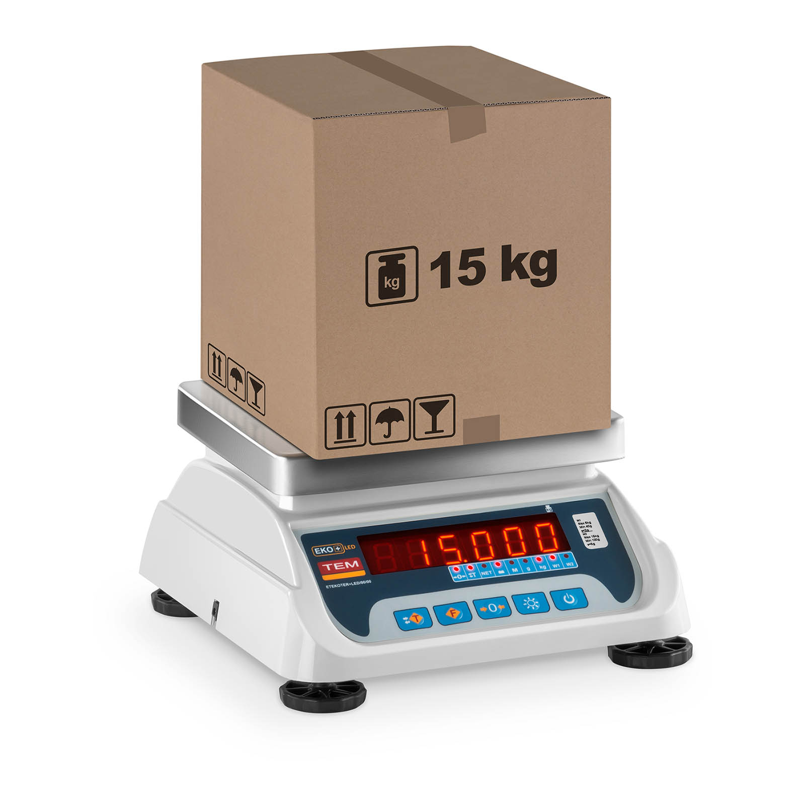 Balance poids-prix - Calibrage certifié - 6 kg / 2 g - 15 kg / 5 g - LED