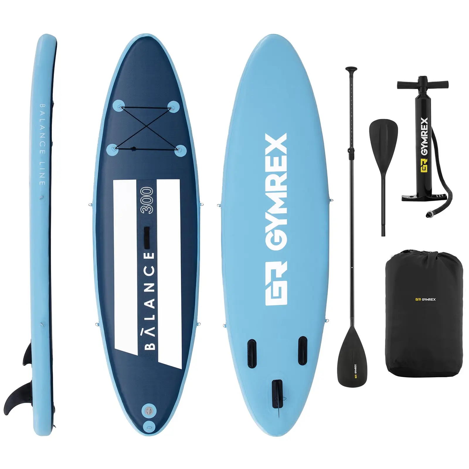 Stand up paddle gonflable - 135 kg - Bleu pâle/bleu marin - Kit incluant pagaie et accessoires