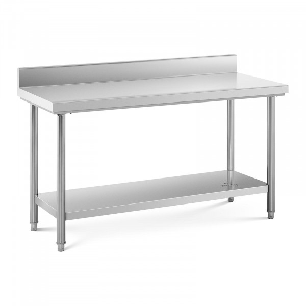 Occasion Table de travail inox avec dosseret - 150 x 60 cm - Capacité de 159 kg
