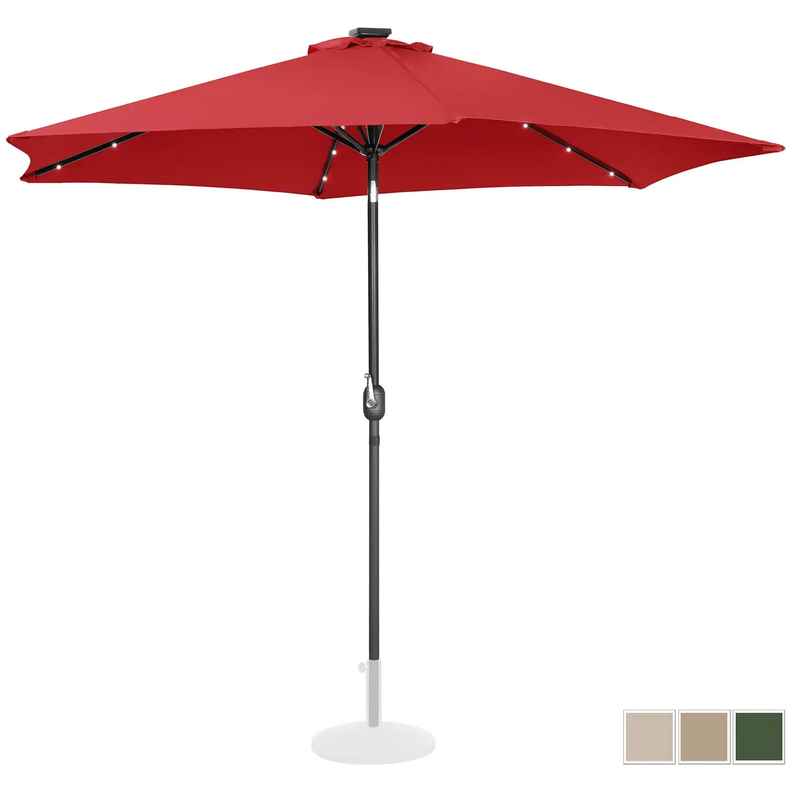Parasol avec LED - Rouge - Rond - Ø 300 cm - Inclinable