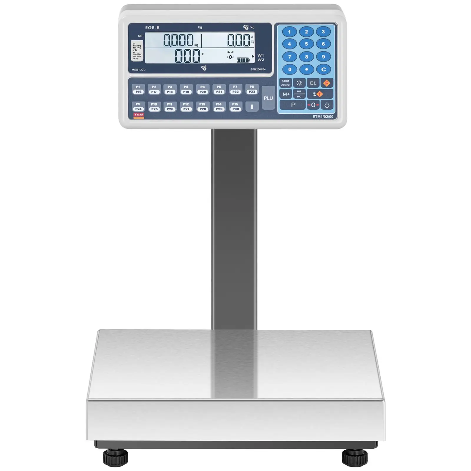 Balance poids-prix - Calibrage certifié - 30 kg - Écran LCD